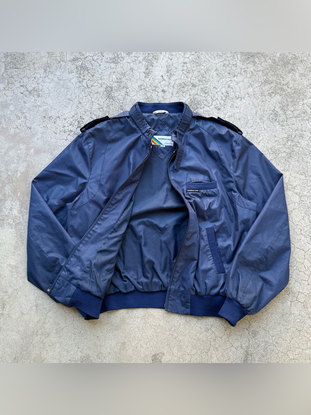 Vintage 80’s Members Only  Bomber Jacket Navy Sz 46 / Large